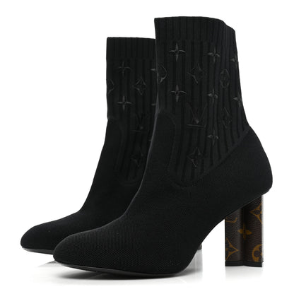 Louis Vuitton Monogram Stretch Fabric Silhouette Ankle Boots 38 Black 3 of 7