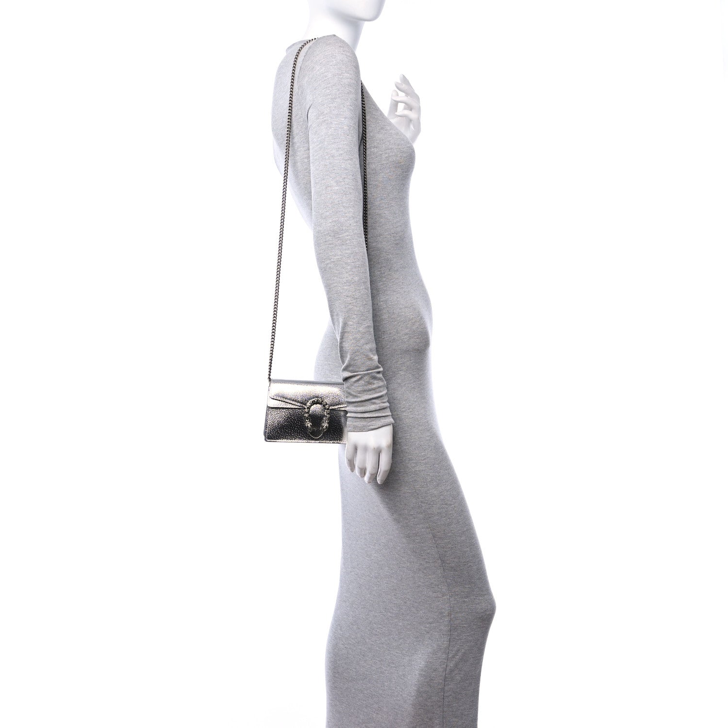Gucci Metallic Calfskin Super Mini Dionysus Shoulder Bag Silver 2 of 11