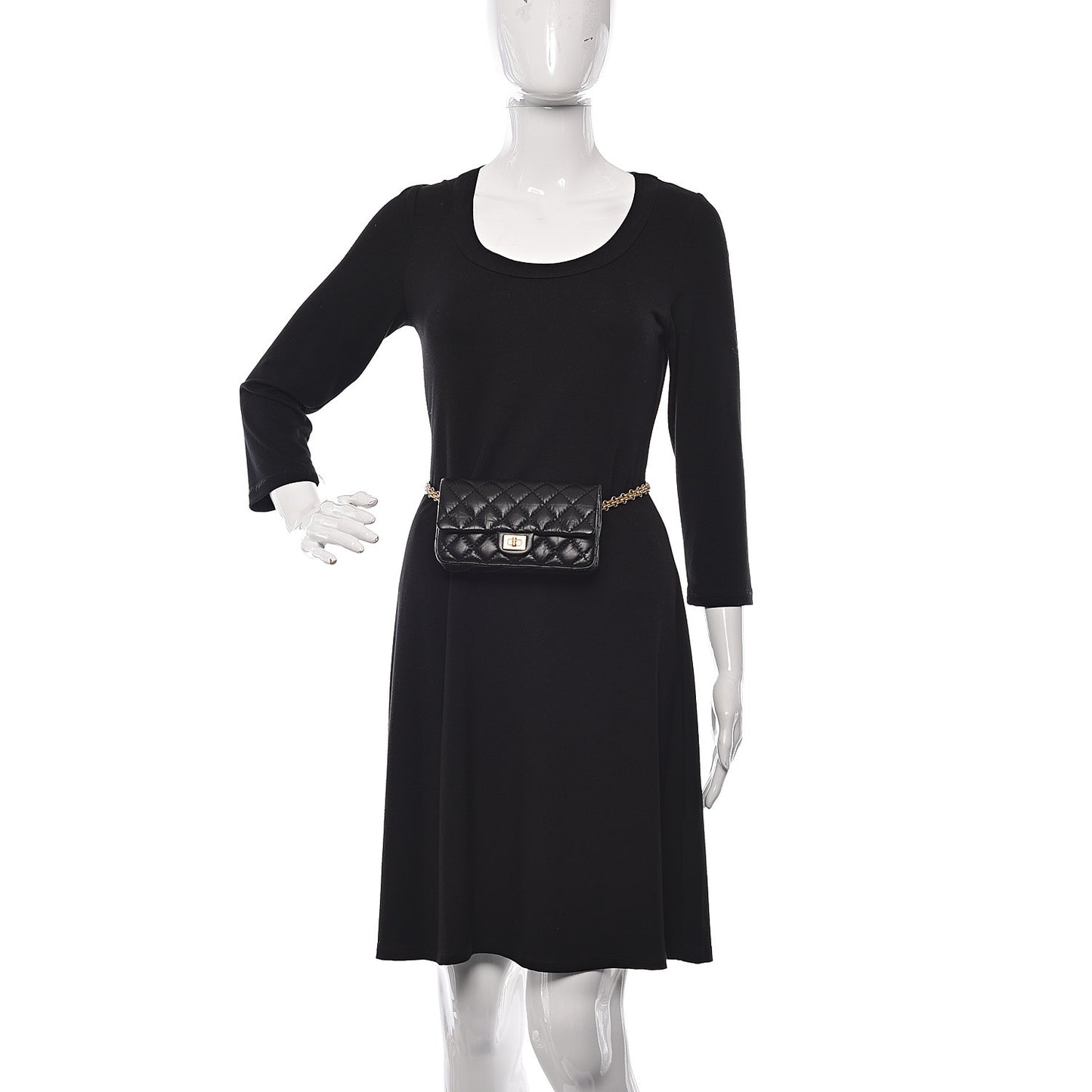 Aged Calfskin Quilted 2.55 Reissue Flap Belt Bag Clutch Black