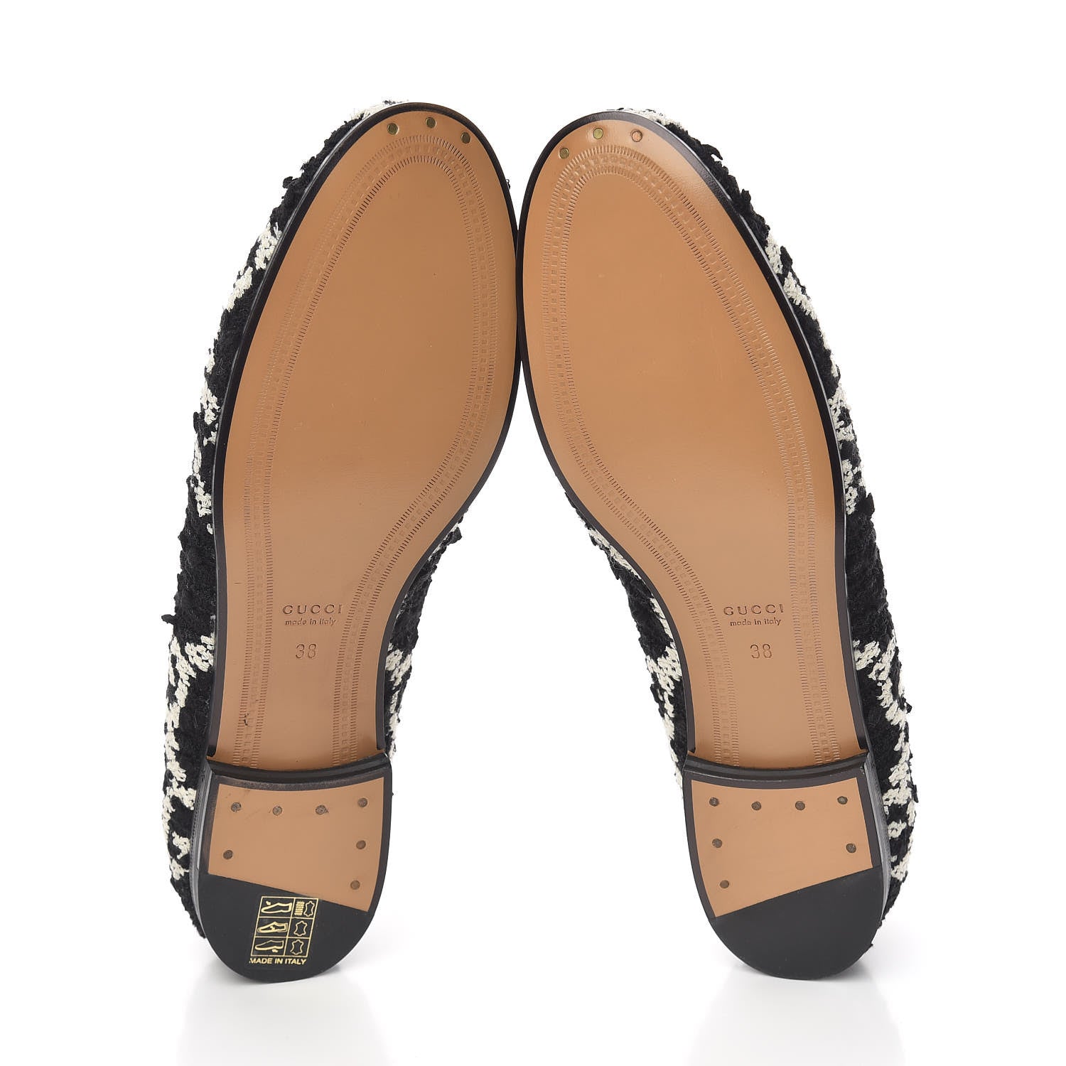 Gucci Tweed GG Monogram Horsebit Womens Jordaan Loafers 38 Black Natural 5 of 9