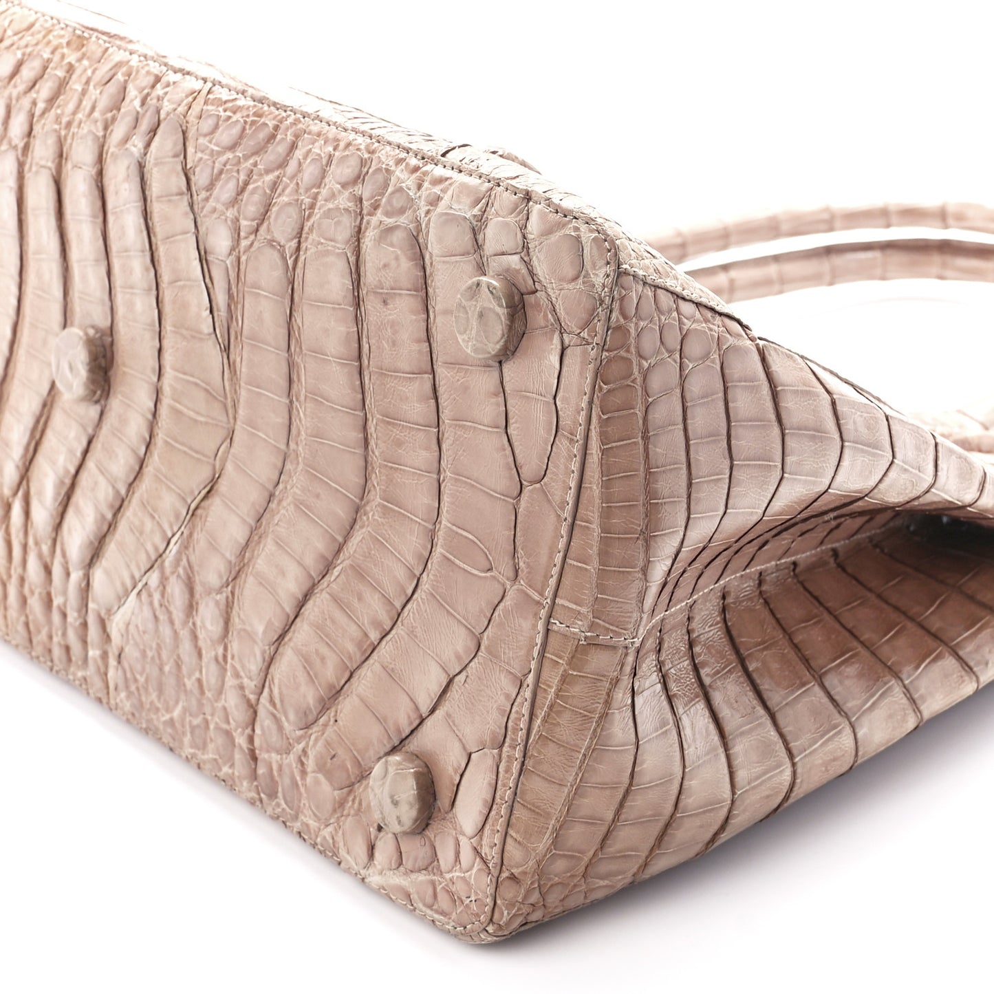 Crocodile Top Handle Shoulder Bag Brown