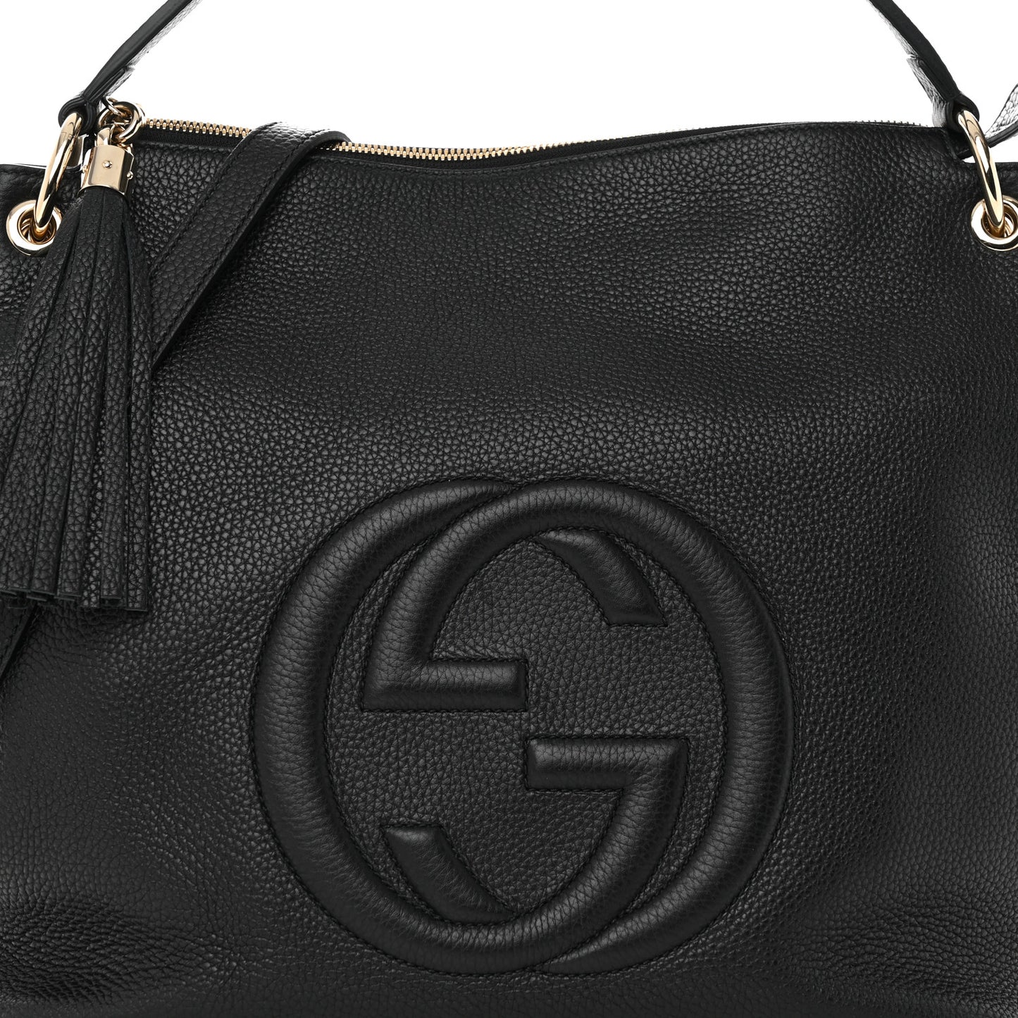 Pebbled Calfskin Large Soho Hobo Black