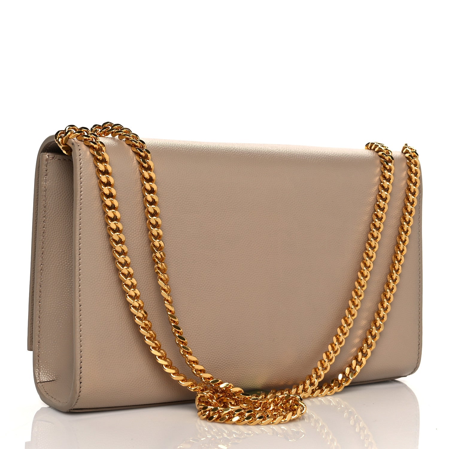 Saint Laurent Grain De Poudre Medium Monogram Kate Satchel Dark Beige 2 of 10
