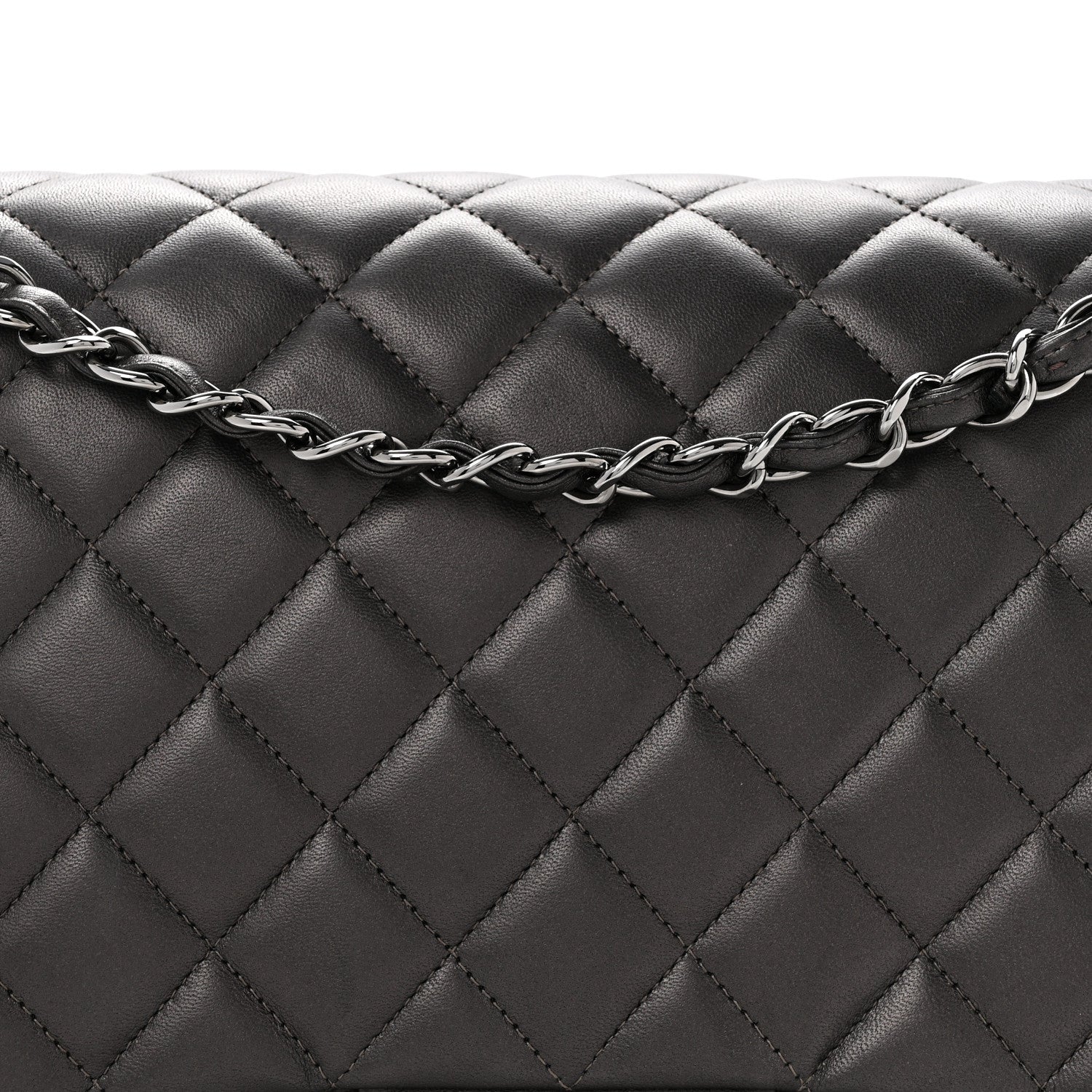 Chanel Metallic Lambskin Quilted Maxi Single Flap Dark Grey 8 of 13