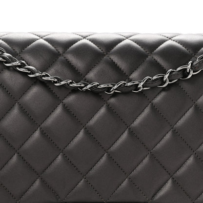 Chanel Metallic Lambskin Quilted Maxi Single Flap Dark Grey 8 of 13