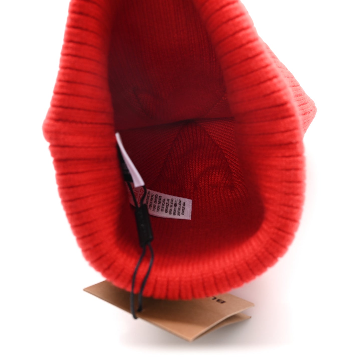 Wool Knit Logo Beanie Hat L Bright Red