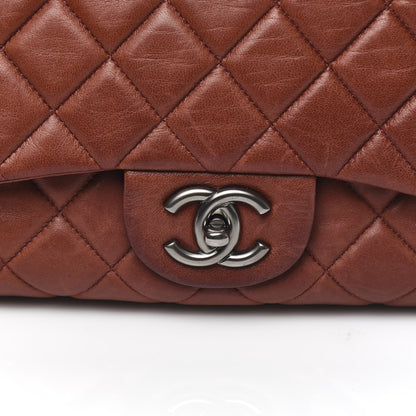 Chanel Lambskin Quilted Jumbo Single Flap Dark Red 13 of 13