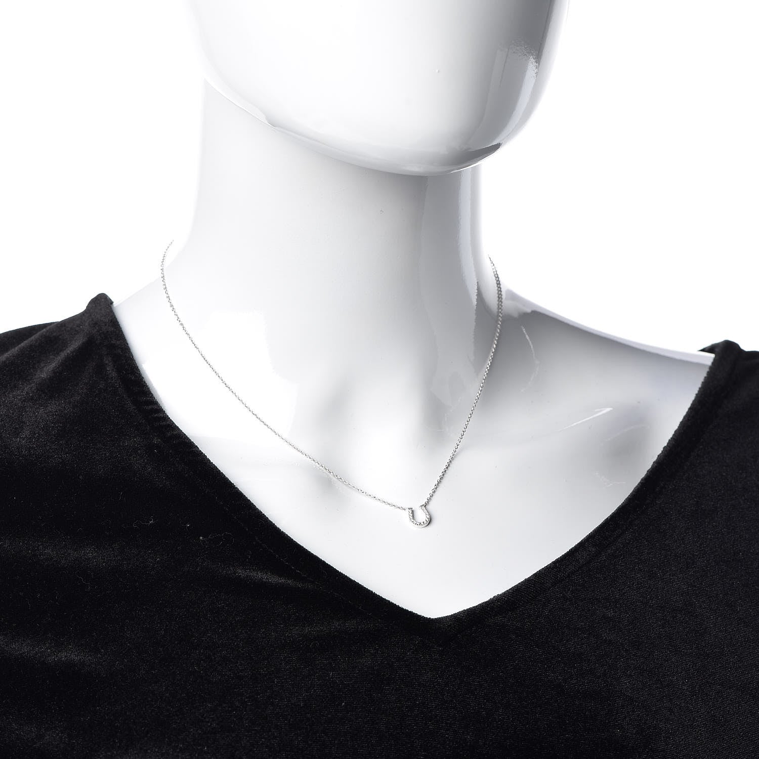 Tiffany 18K White Gold Diamond Mini Metro Horseshoe Pendant Necklace 2 of 6