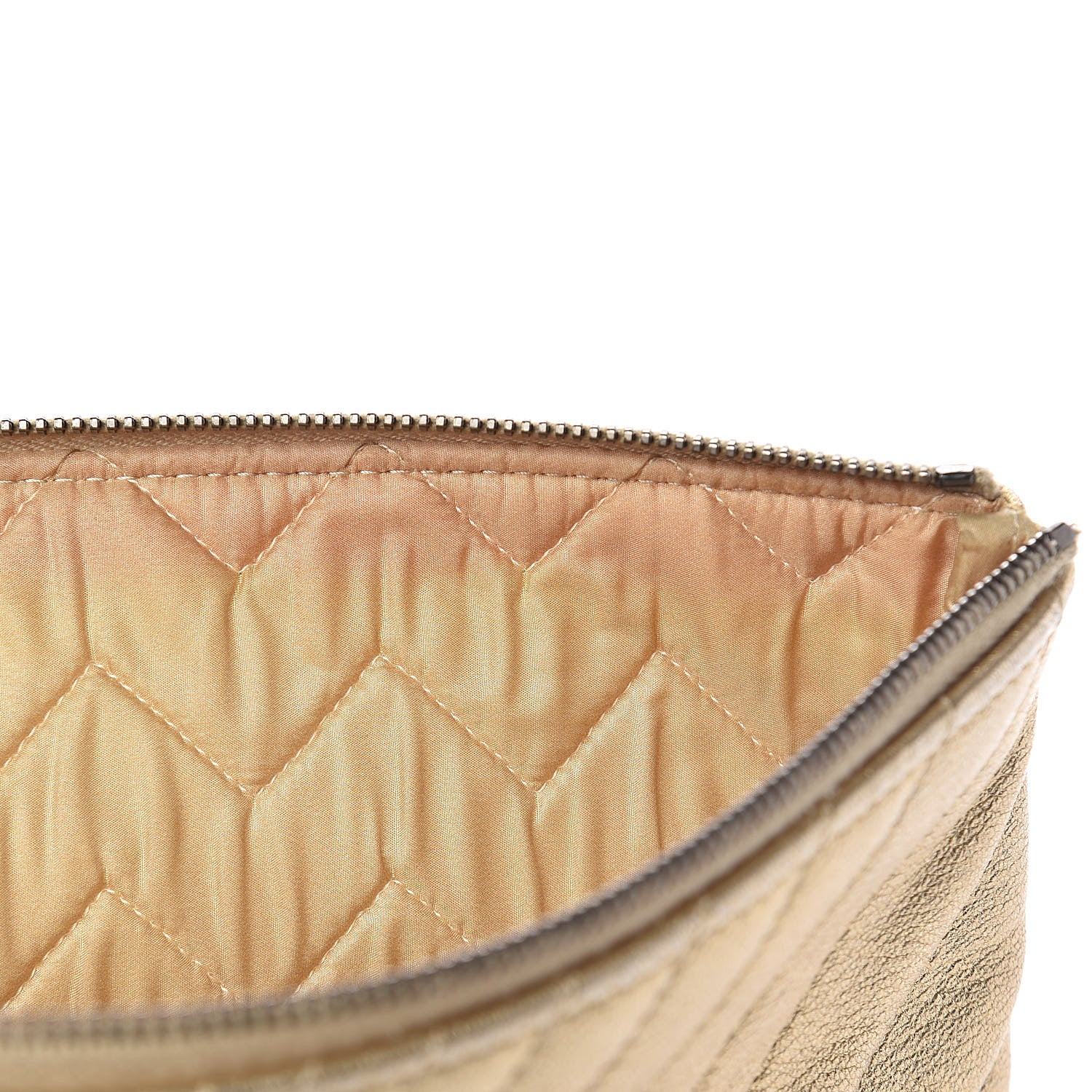 Chanel Metallic Calfskin Chevron Quilted Large Cosmetic Case Light Gold 11 of 12