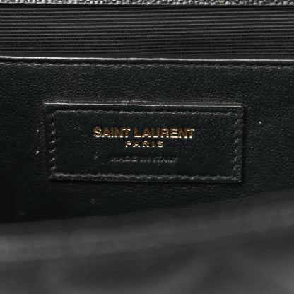 Saint Laurent Grain De Poudre Textured Mixed Matelasse Triquilt Medium Monogram Satchel Black 6 of 19