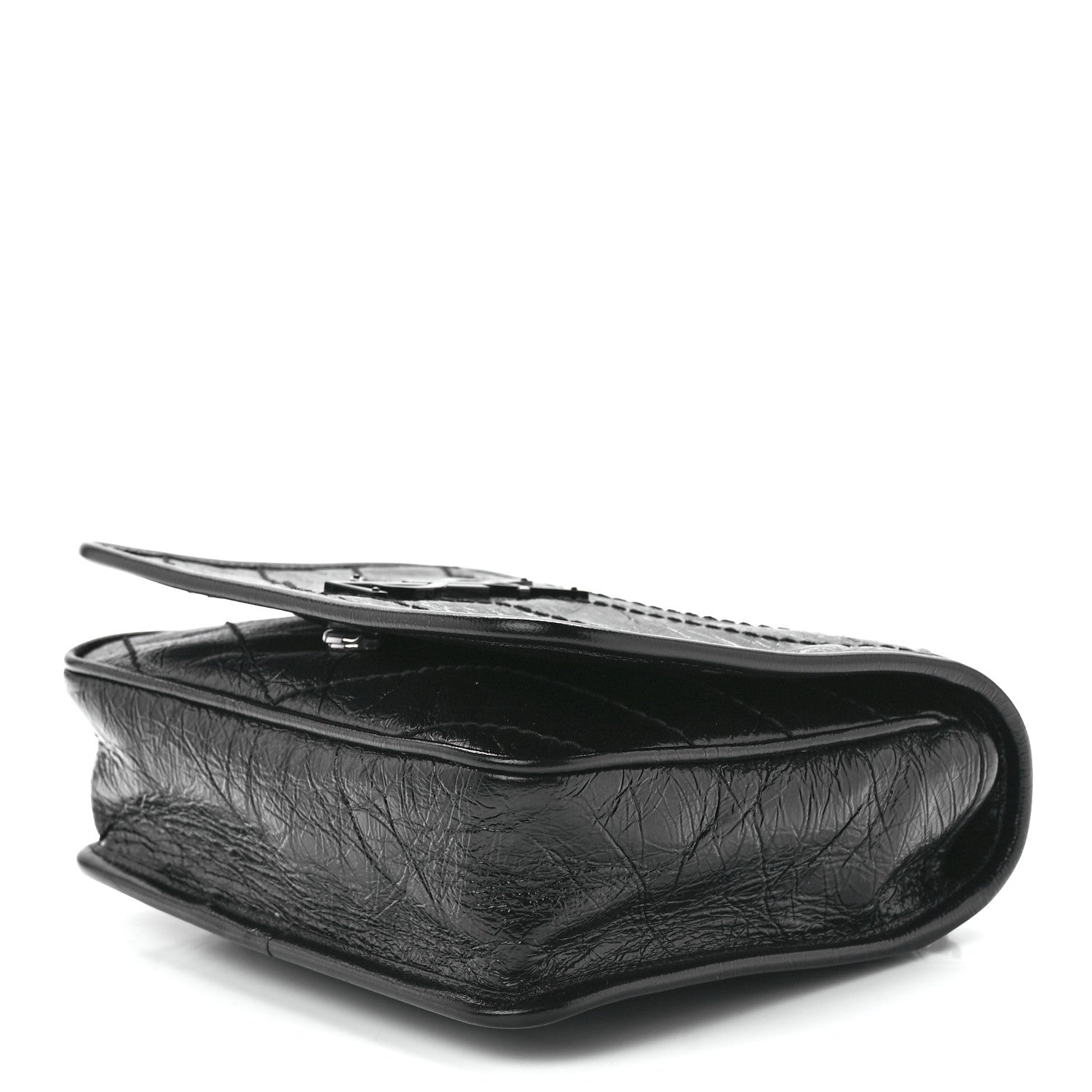 Saint Laurent Crinkled Calfskin Matelasse Monogram Niki Chain Wallet Black 8 of 10
