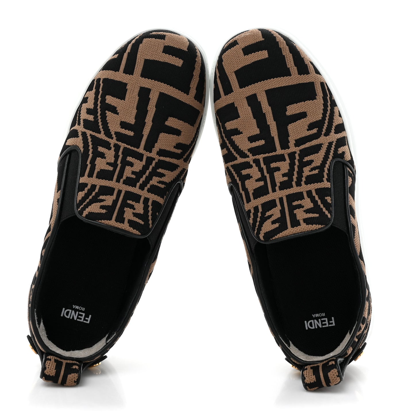 X SARA COLEMAN Canvas FF Vertigo Embroidered Womens Rise Slip On Sneakers 36 Tobacco Black