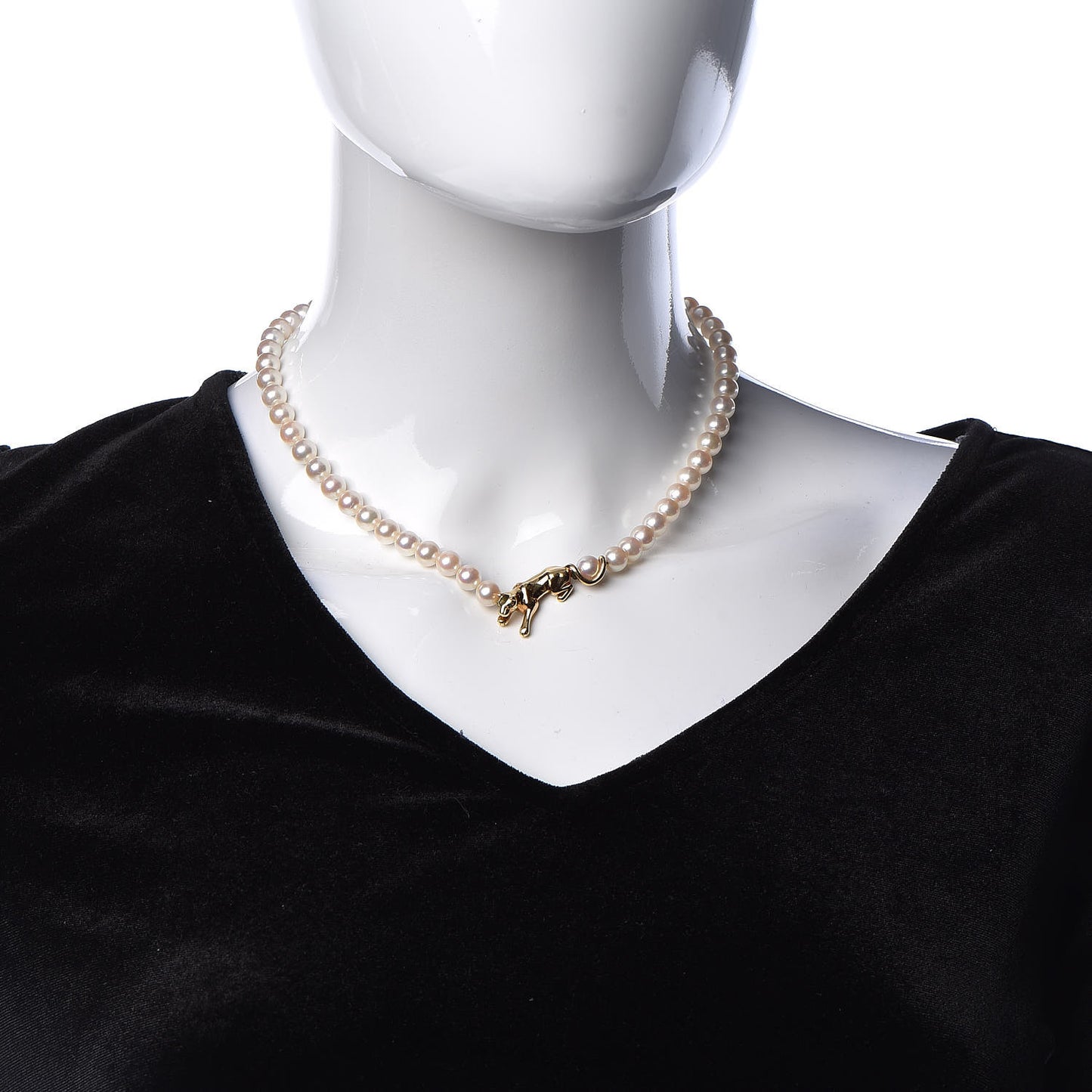 18K Yellow Gold Emerald Akoya Pearl 6.5-7mm Panthère De Necklace