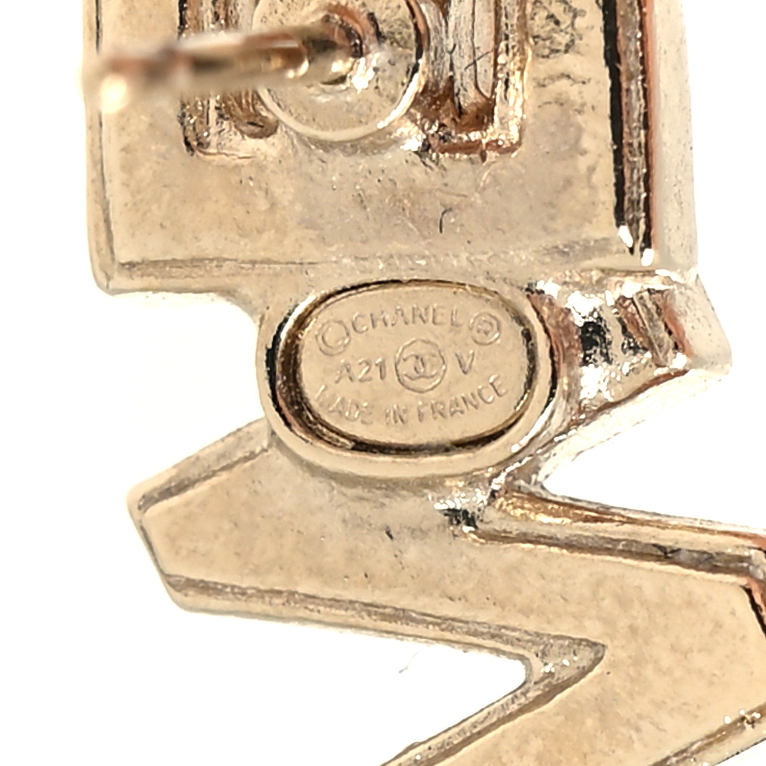 Chanel Crystal Pearl Signature Stud Earrings Gold 4 of 4