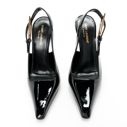 Saint Laurent Glazed Calfskin Lee Slingback Pumps 40 Black 2 of 8