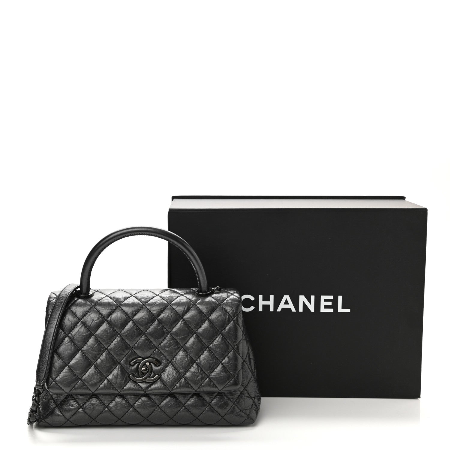 Chanel Aged Calfskin Quilted Small Coco Handle Flap So Black 11 of 11