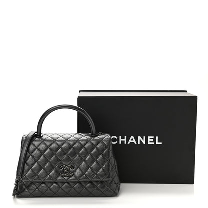 Chanel Aged Calfskin Quilted Small Coco Handle Flap So Black 11 of 11