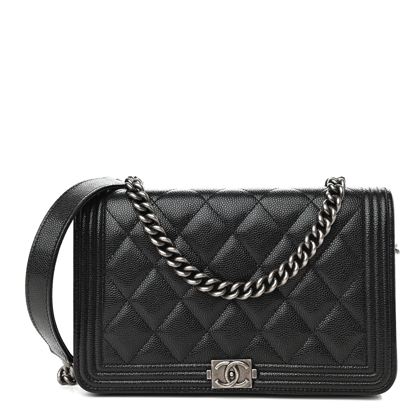 Caviar Quilted Boy Wallet On Chain WOC Black