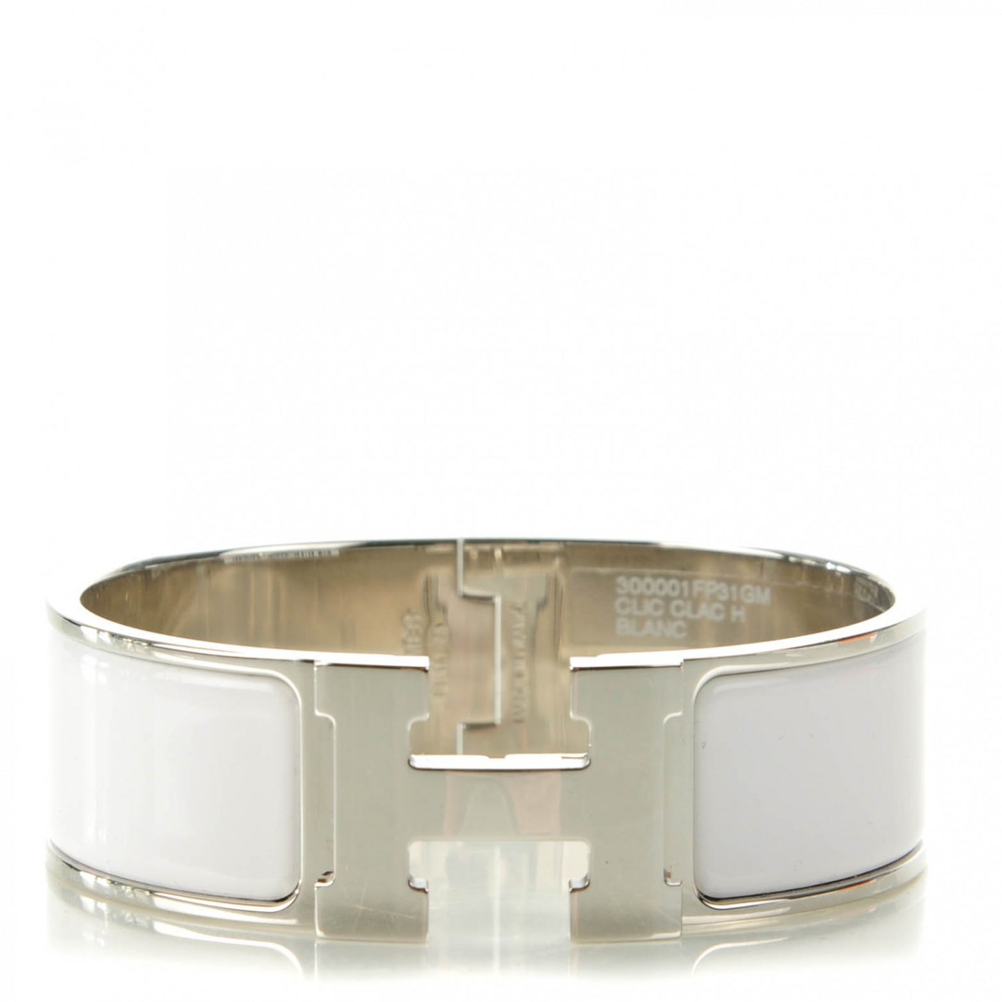 Enamel Wide Clic Clac H Bracelet GM White