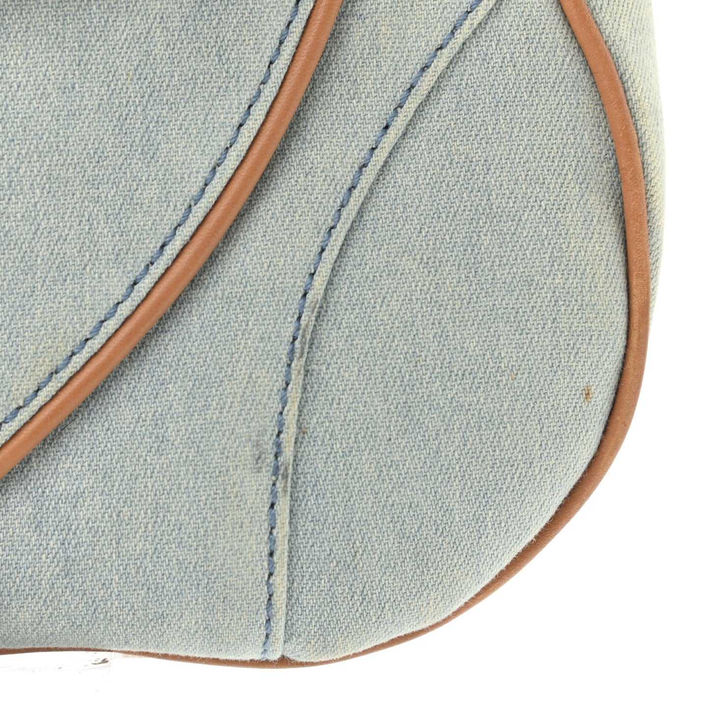 Denim Calfskin Double Saddle Bag Light Blue