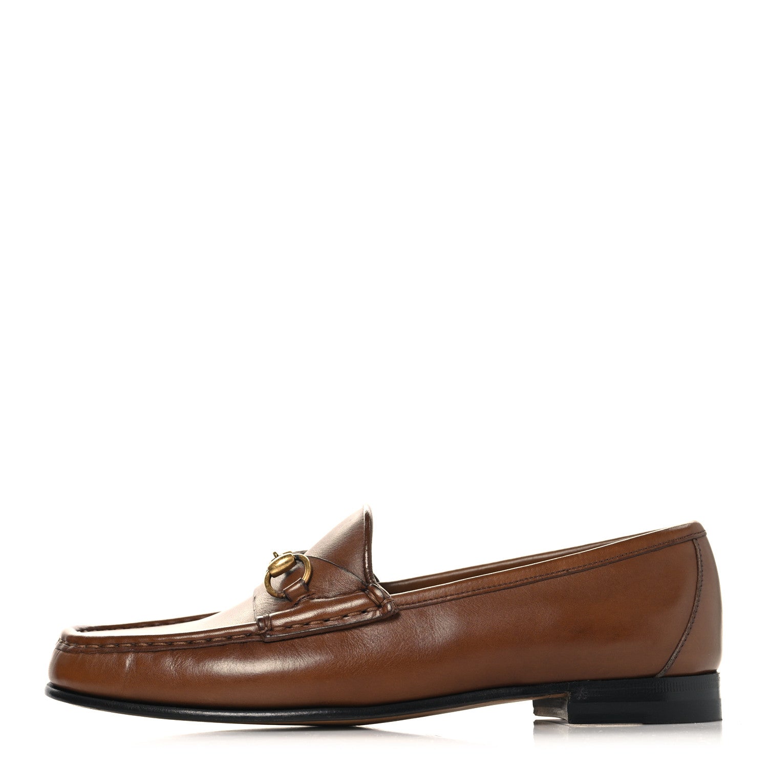 Gucci Betis Glamour Calfskin Womens 1953 Horsebit Loafers 37.5 Brown Sugar 1 of 8