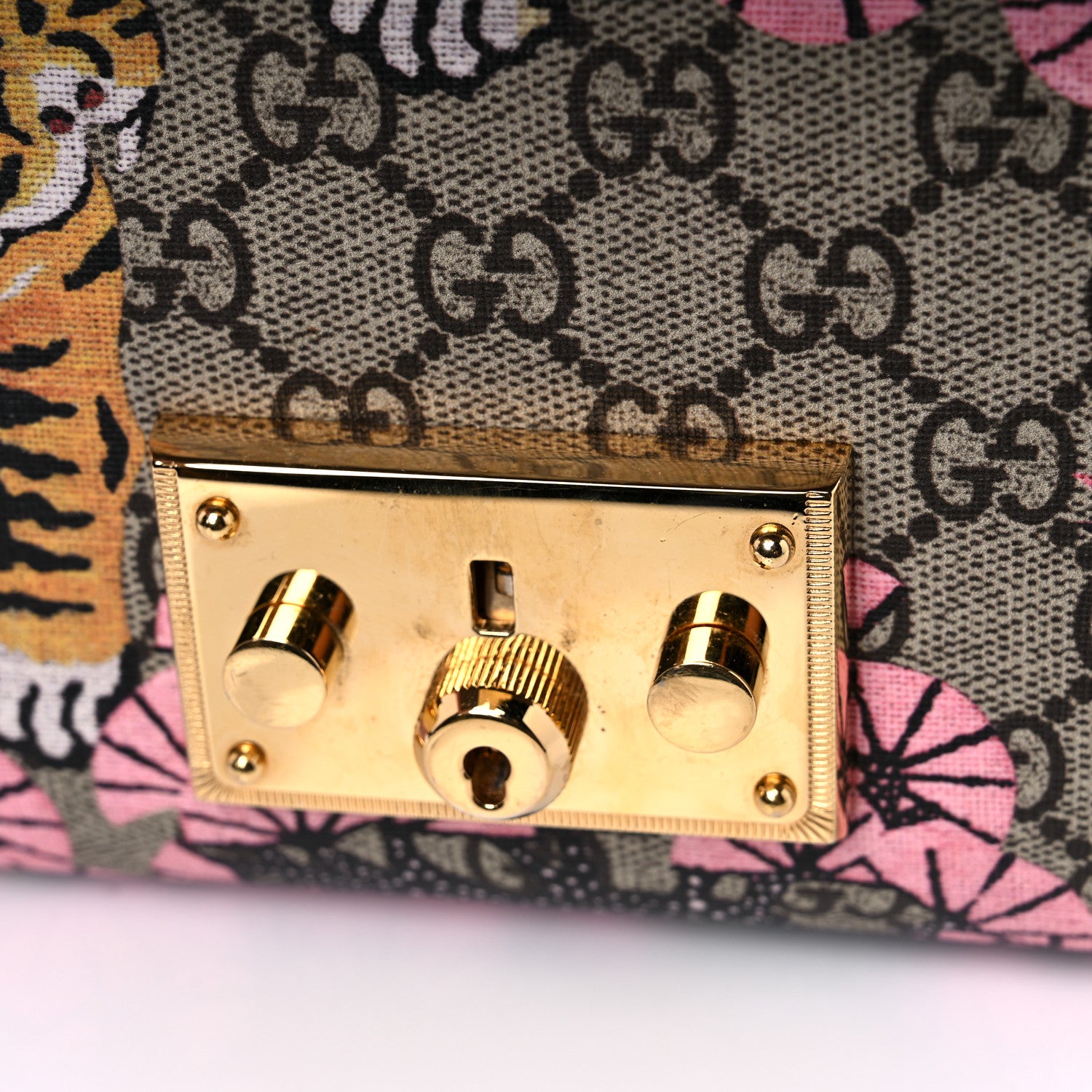 Gucci GG Supreme Monogram Bengal Small Padlock Shoulder Bag Beige Pink 15 of 17