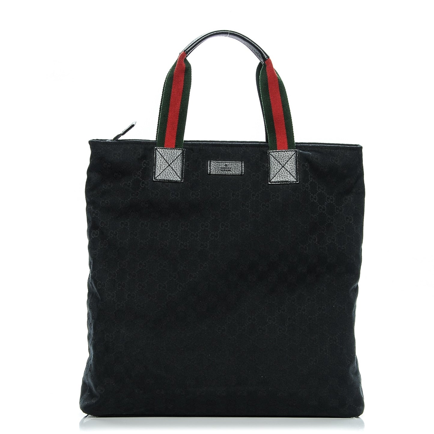 GG Monogram Large Web Handle Vertical Tote Black