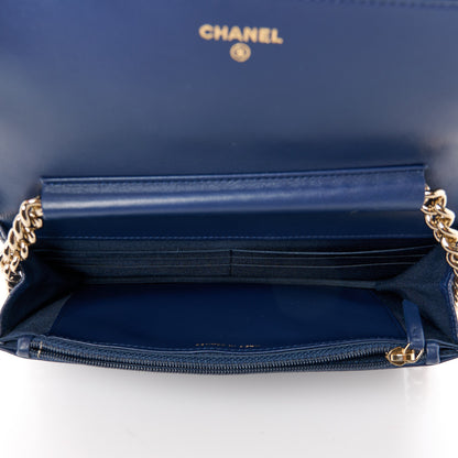 Chanel Caviar Quilted Boy Wallet On Chain WOC Navy 5 of 12
