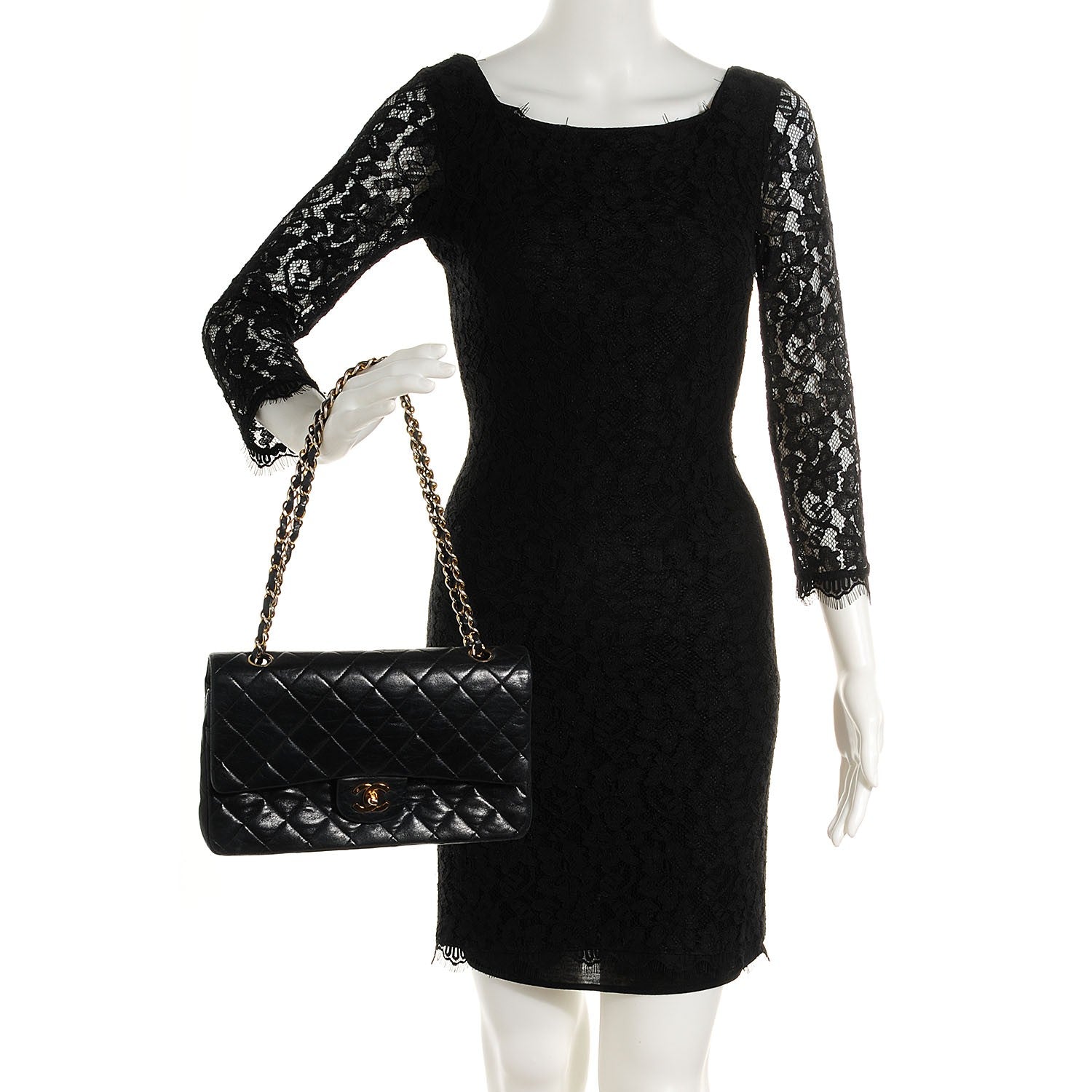 Chanel Lambskin Quilted Medium Double Flap Black 2 of 9