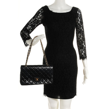 Chanel Lambskin Quilted Medium Double Flap Black 2 of 9