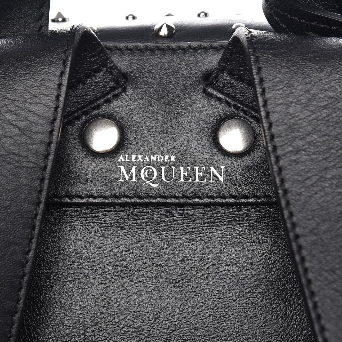 Calfskin Studded Padlock Backpack Black
