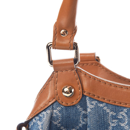 Gucci Denim Monogram Medium Sukey Tote Blue 11 of 20