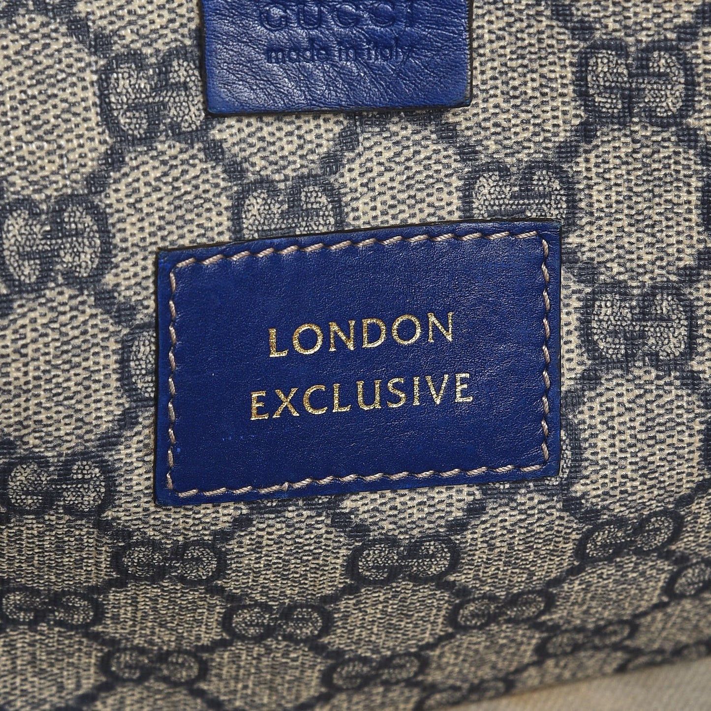 GG Plus Monogram Large Sloaney Union Jack British Flag Boston Duffle Tote Blue