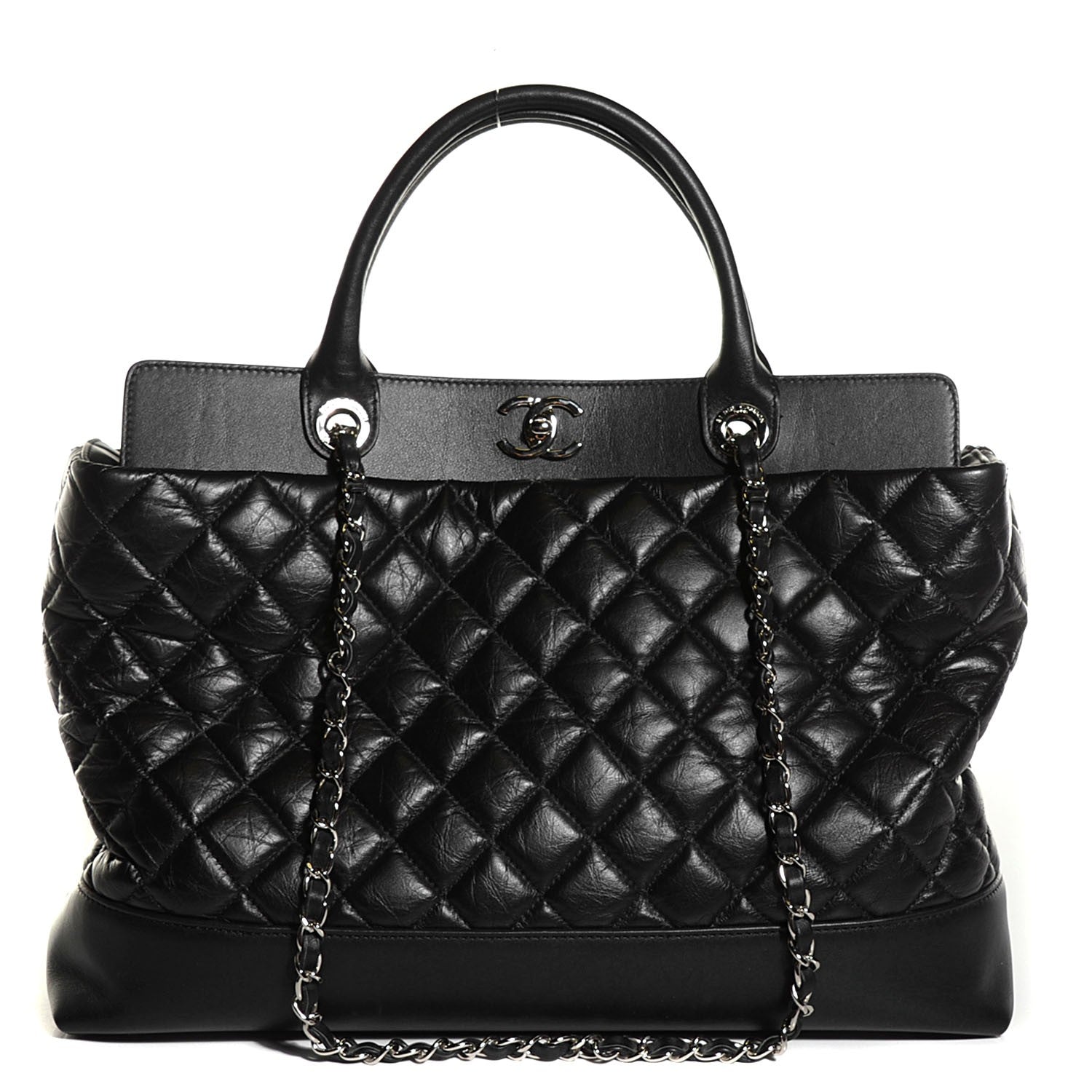 Chanel Aged Calfskin Quilted Be CC Tote Black 1 of 9