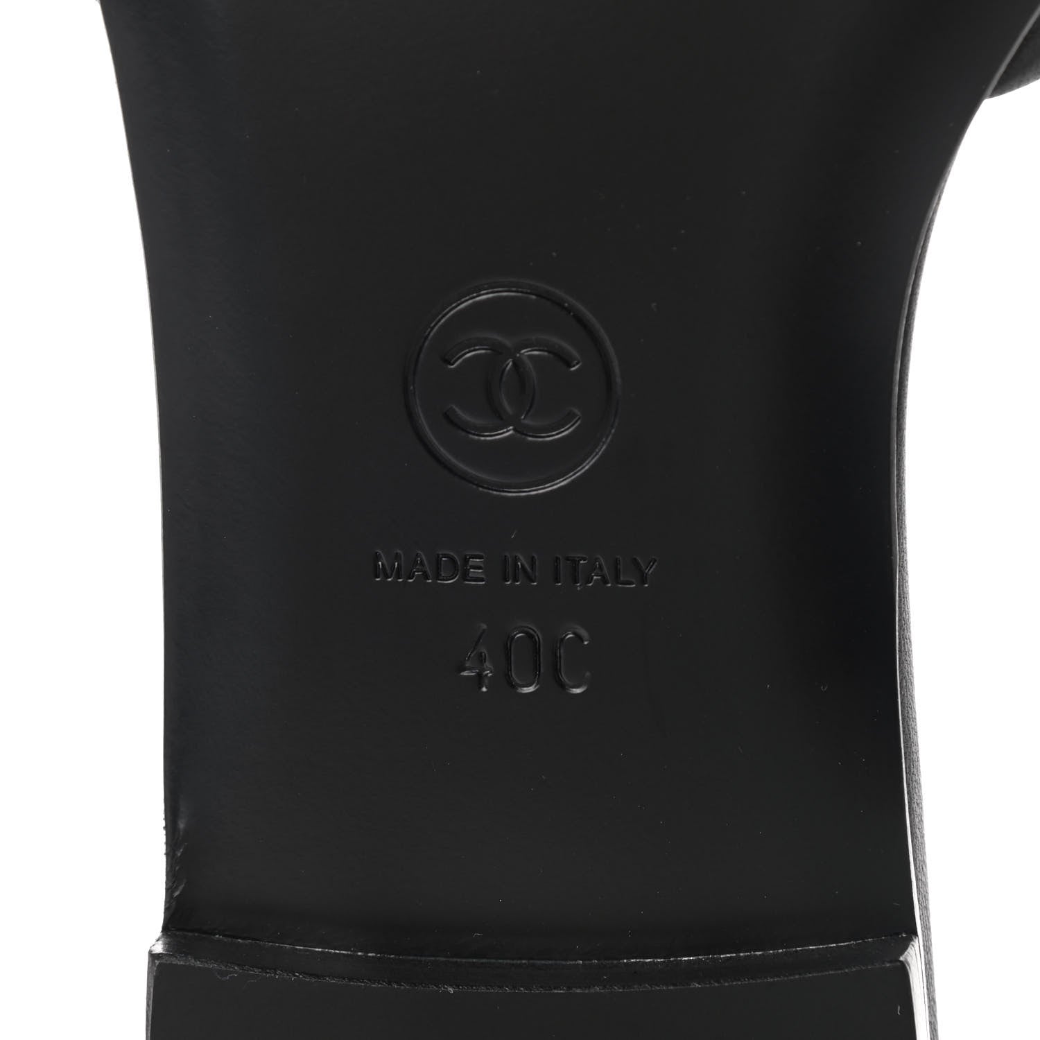 Chanel Lambskin Pearl CC Sandals 40 Black 6 of 9