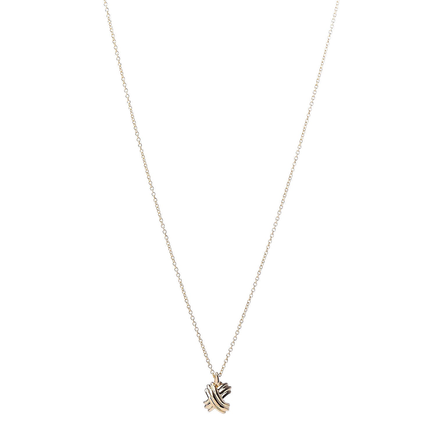 Tiffany 18K Yellow Gold Mini Signature X Pendant Necklace 1 of 7