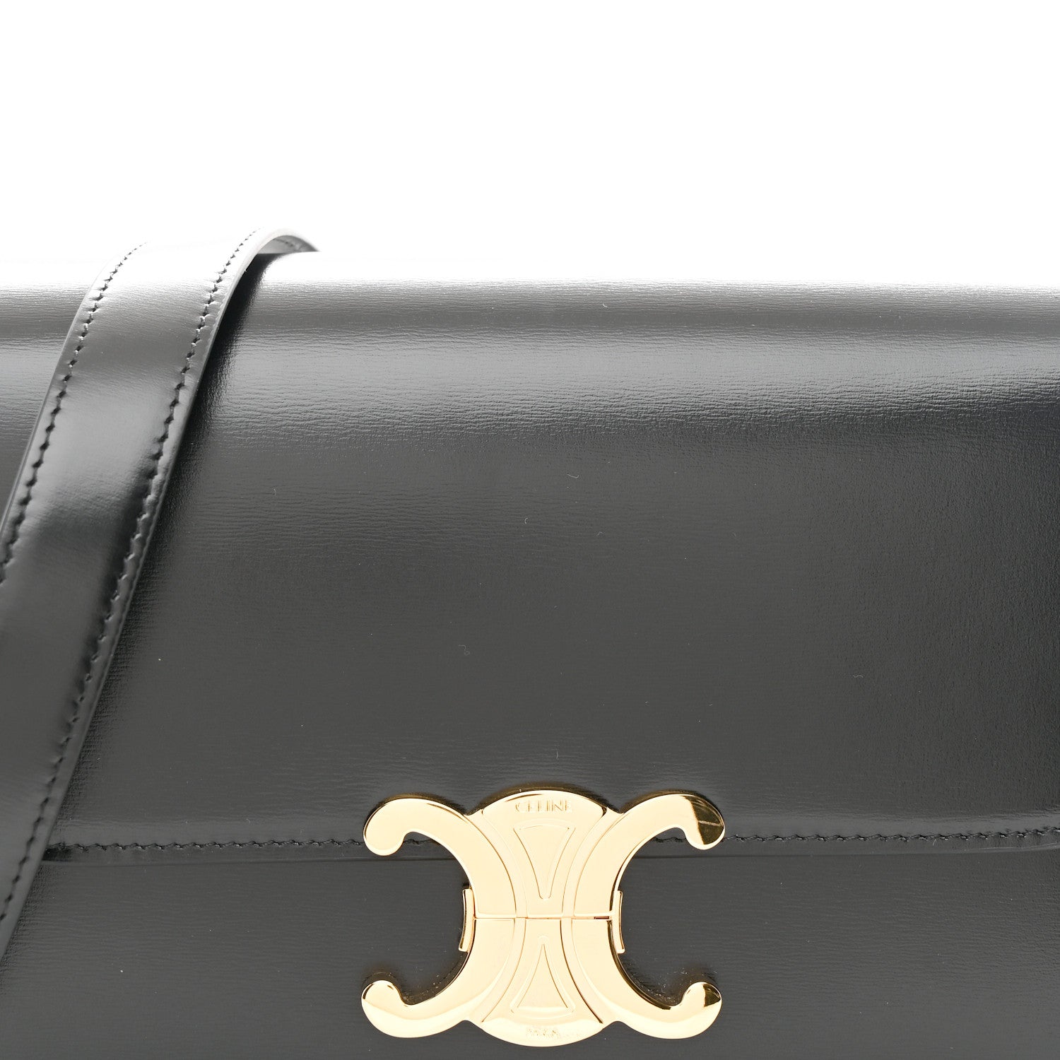 Celine Shiny Calfskin Medium Triomphe Black 8 of 10