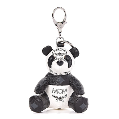 MCM Visetos Panda Animal Key Ring Bag Charm Black White 1 of 3
