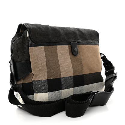Burberry Canvas Mega Check Calfskin Addison Messenger Bag Black 3 of 14