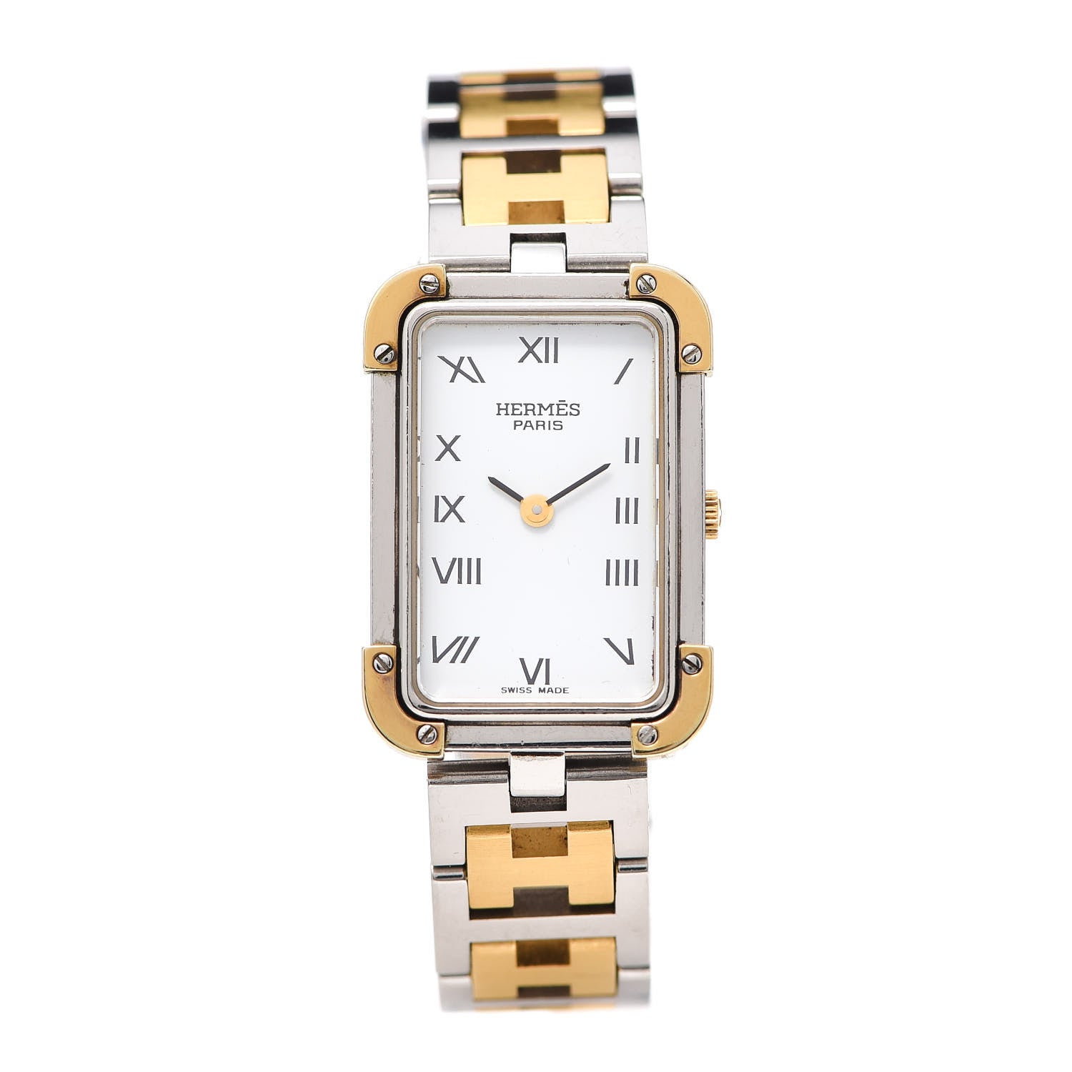 Hermes Stainless Steel 18mm Rectangle Croisiere Quartz Watch Gold 1 of 5