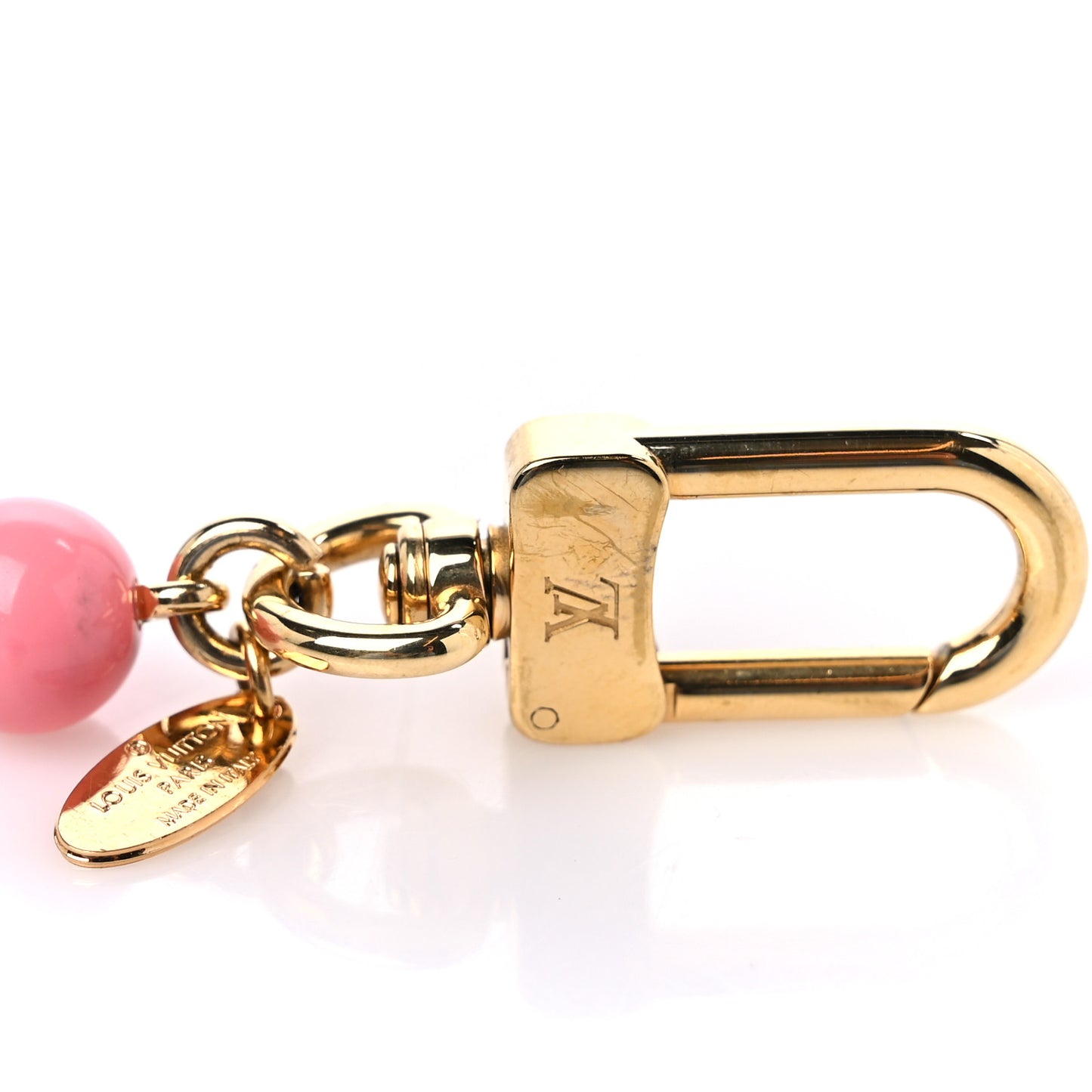 Resin Wood Vivienne Bag Charm Fuchsia Ecru White Caramel