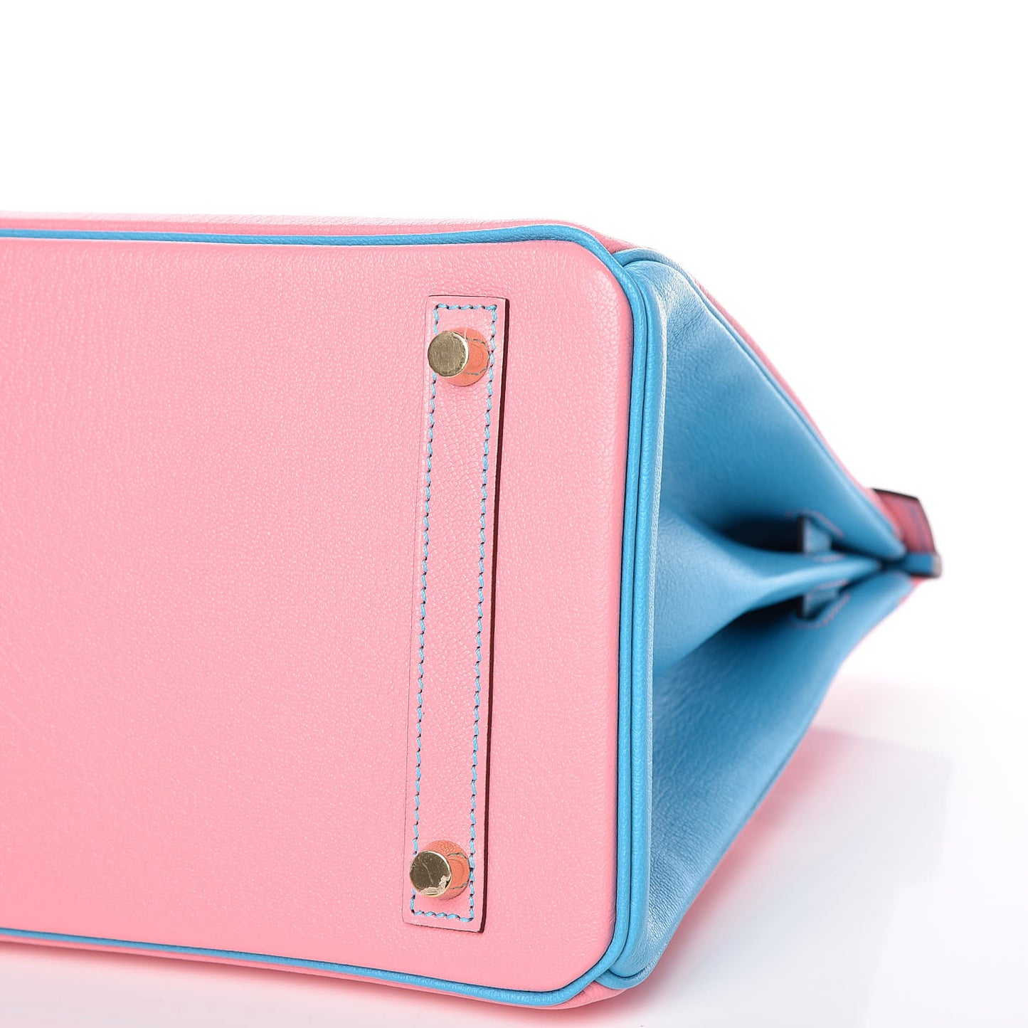 Chevre Bi-Color Horseshoe Birkin 30 Rose Confetti Bleu Azteque