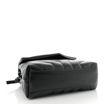Saint Laurent Calfskin Y Quilted Monogram Monochrome Toy Loulou Crossbody Bag Black 4 of 11