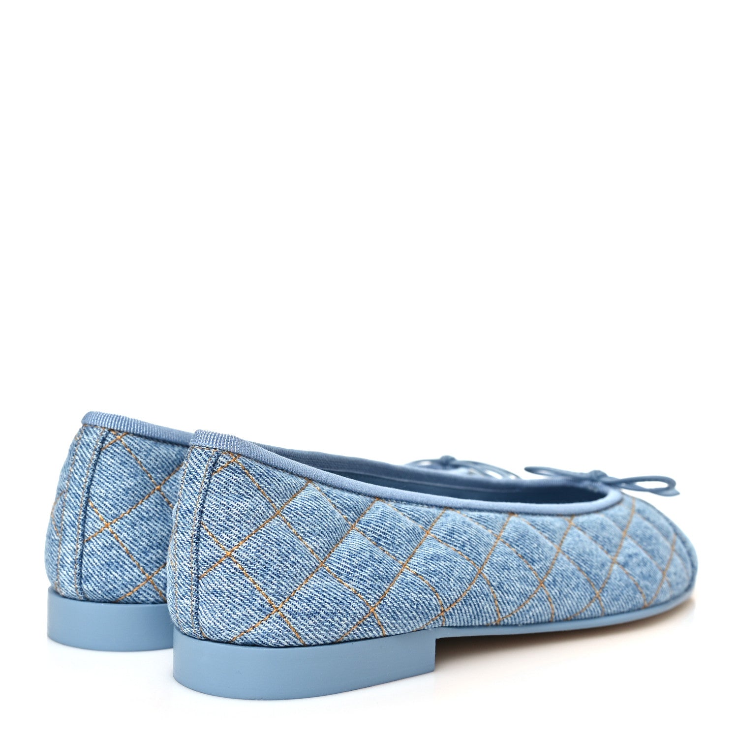 Chanel Washed Denim Quilted Cap Toe CC Ballerina Flats 38.5 Light Blue 5 of 10