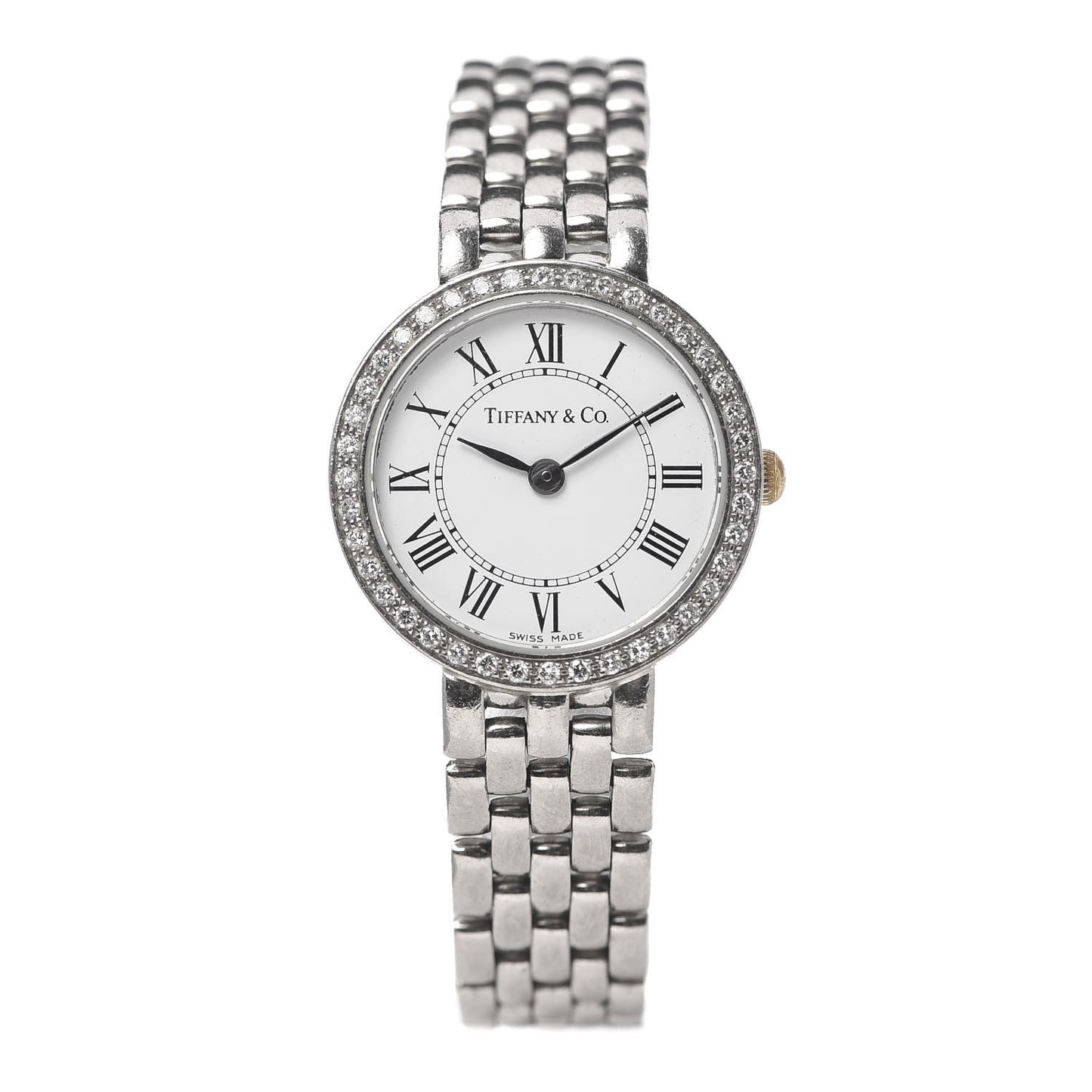 14K White Gold Diamond Bezel 22mm Classic Quartz Watch