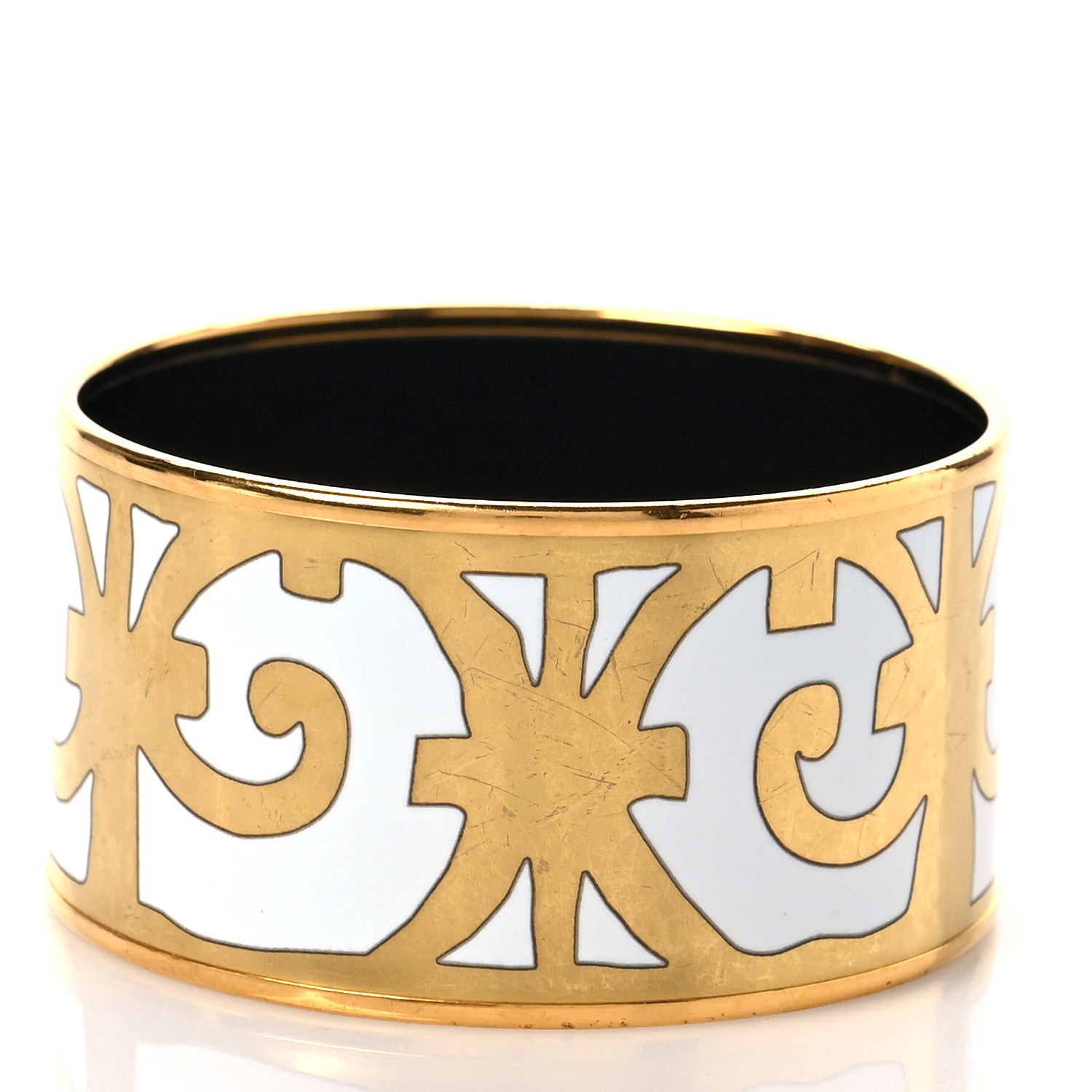 Hermes Enamel Printed Extra Wide Balcons du Guadalquivir Bracelet 65 Gold 3 of 5