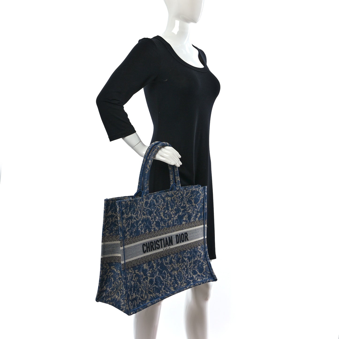 Canvas Embroidered Large Brocart Book Tote Blue