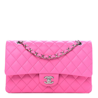 Chanel Lambskin Quilted Medium Double Flap Neon Pink 1 of 9