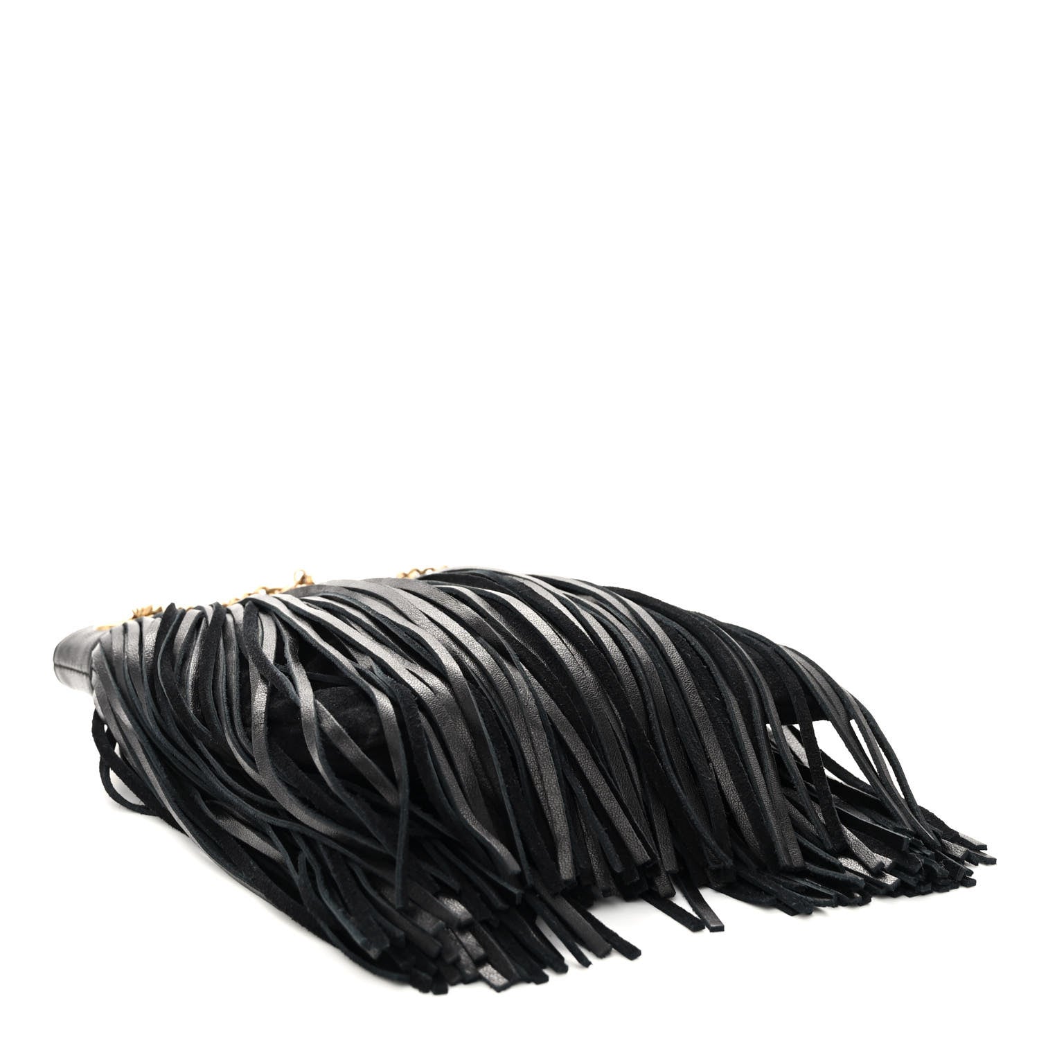 Saint Laurent Calfskin Small Grace Fringed Hobo Bag Black 4 of 9