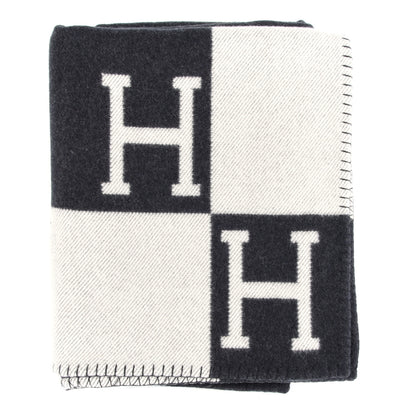 Hermes Wool Cashmere Avalon Blanket Ecru Gris Fonce 1 of 6